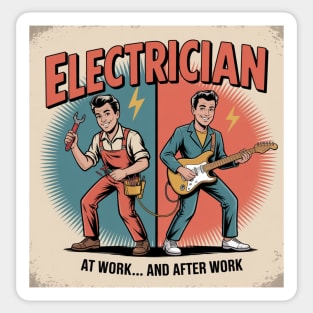 Electrician at Work and After Work Funny Vintage Rock Sticker